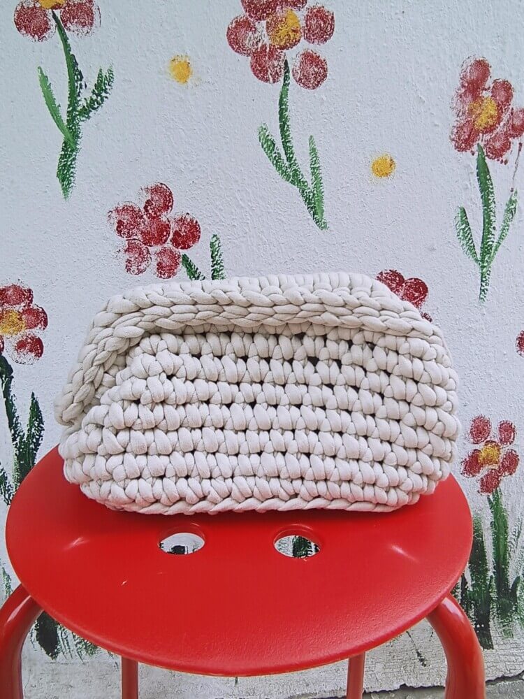 Ivory crochet frame bag