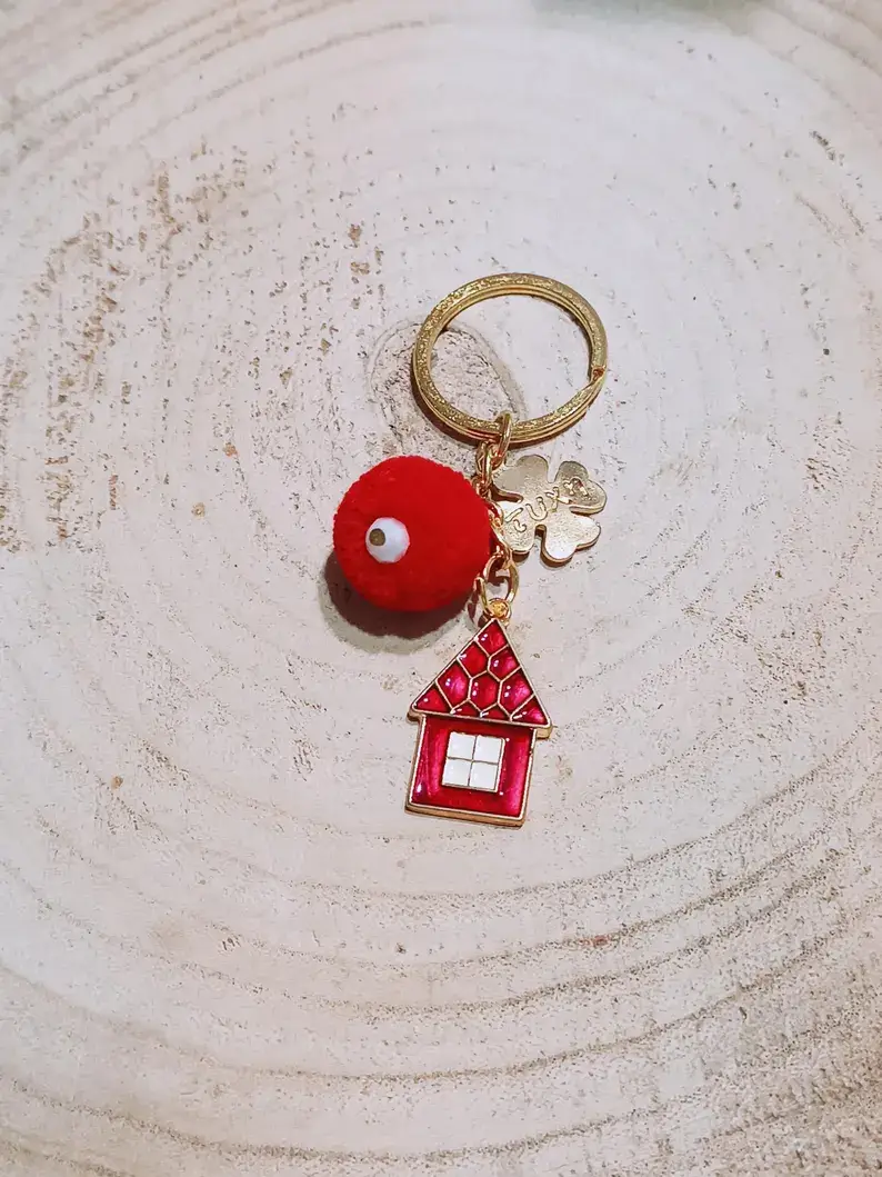 Red house keychain