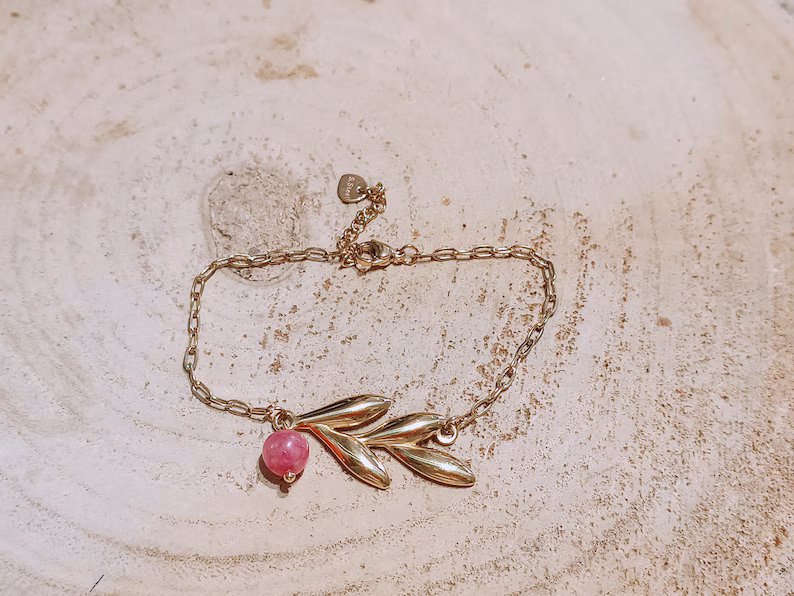 Leaf agate chain bracelet