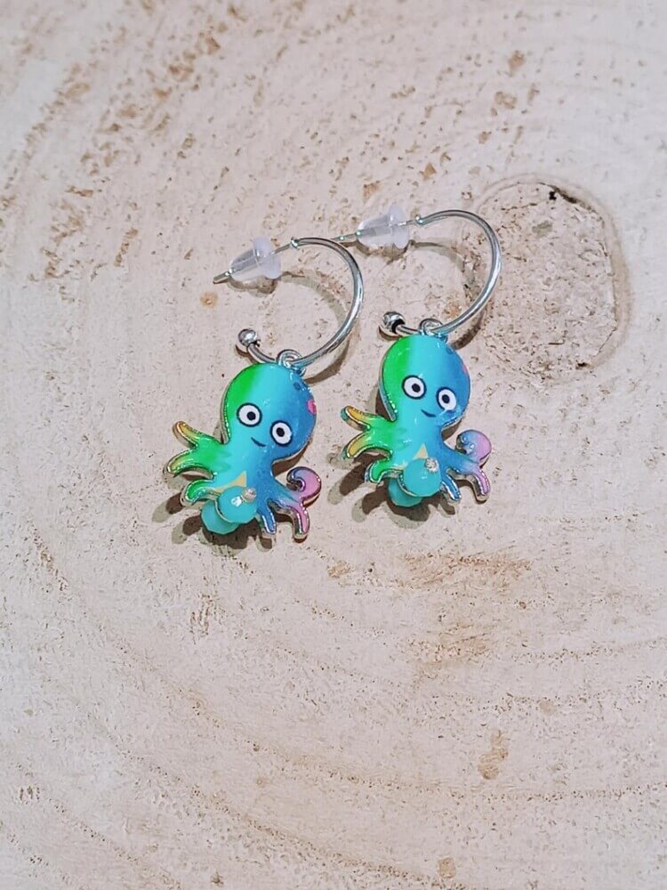 Octopus hoop earrings