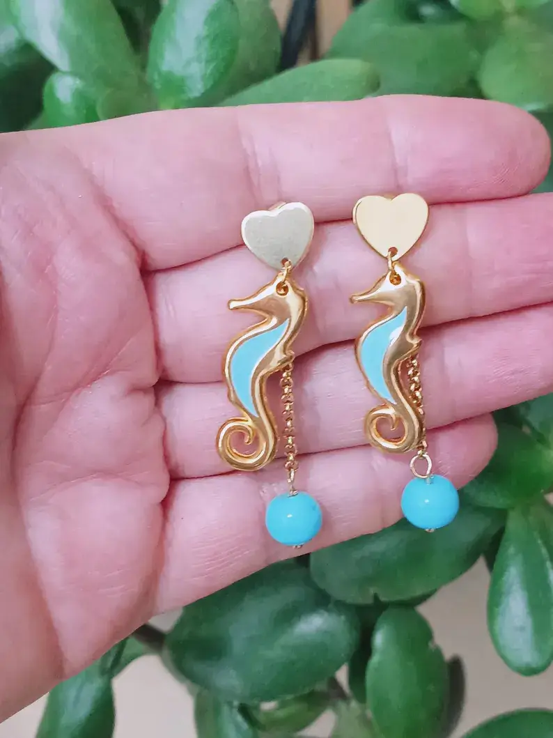 Seahorse post earrings