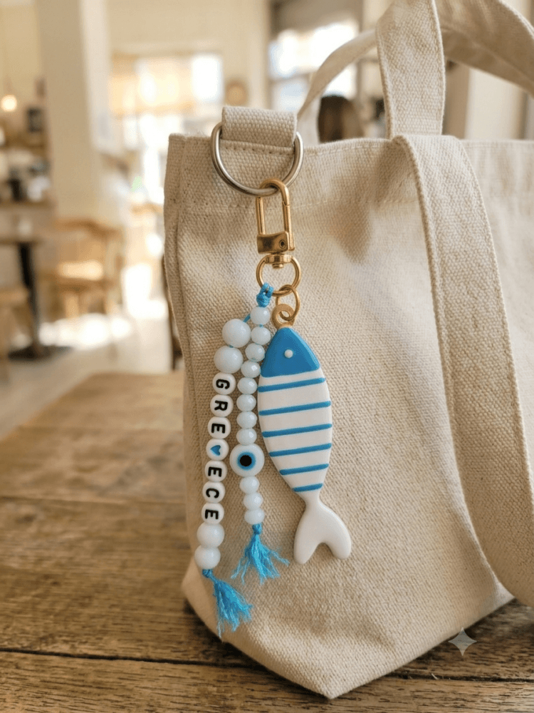 Blue fish Greece keychain